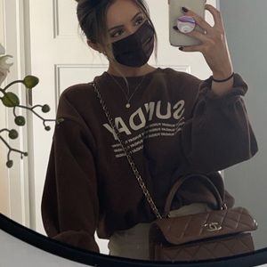 SUNDAY FUNDAY SWEATSHIRT BROWN NWT